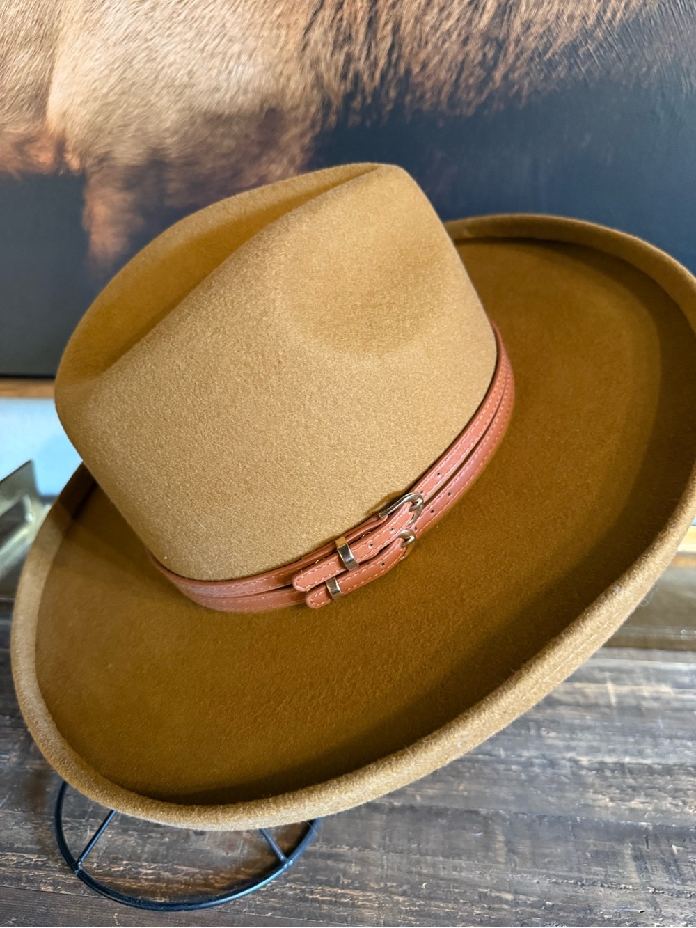 Gigi Pip Maude wide brim fedora in cinnamon sz 57 wool NWT